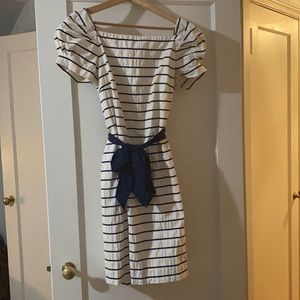 J. Crew Collection Size 12 Navy and Cream Stripe Dress